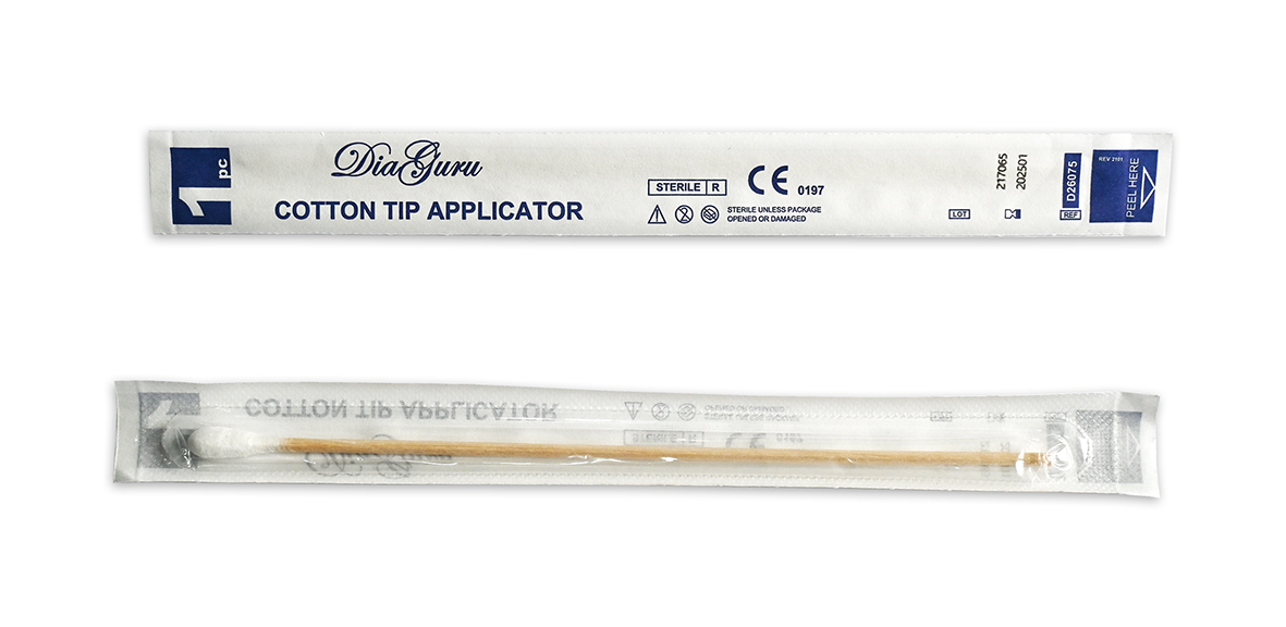 Diaguru Cotton Tip Applicator, 15cm, Sterile Bag/500